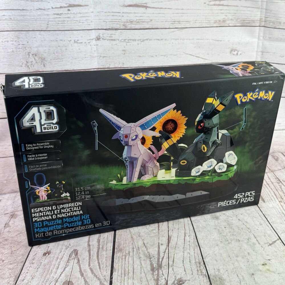 4D Build Pokemon Espeon Umbreon 3D Puzzle Model Kit 452 Pieces LED missing 2 pcs